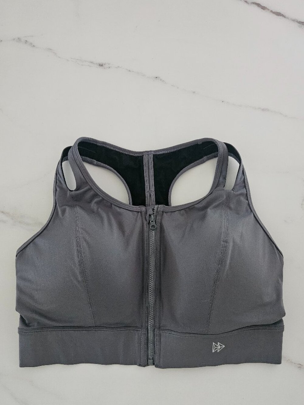 Yvette Zip Front High Impact Sports Bra Gray 2XL+ Plus Size